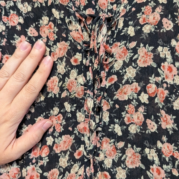 Floral Black and Pink Women's Dress - Picture 4 of 6